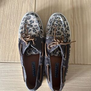 Sperry Leopard-Accent Boat Shoes